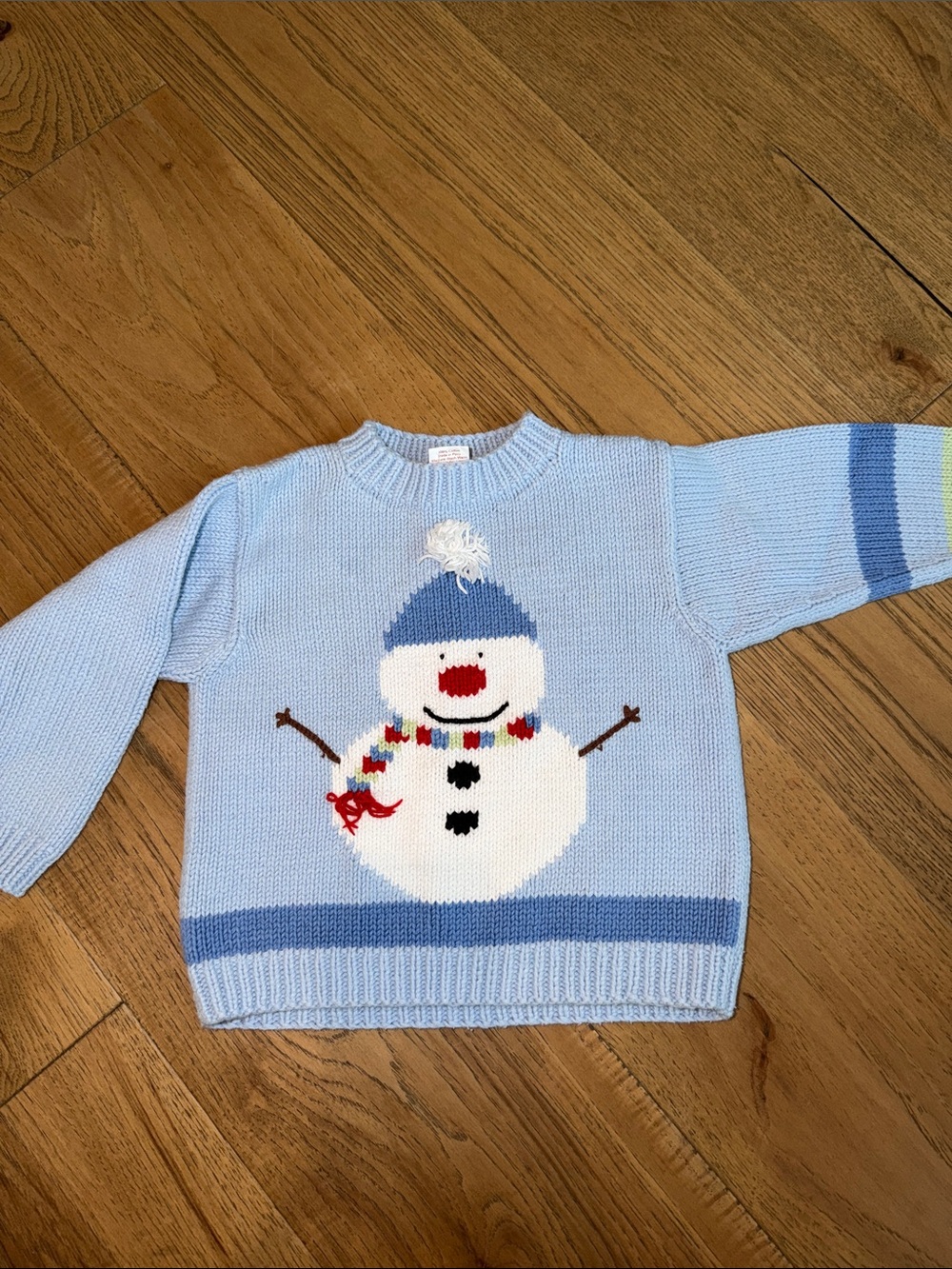Light Blue Kids Snowman Knit Sweater